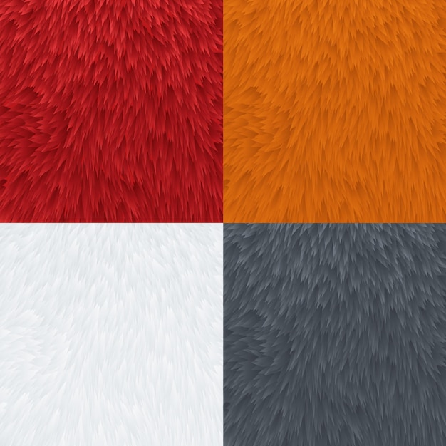 Animal fur texture set. wool and  skin seamless pattern