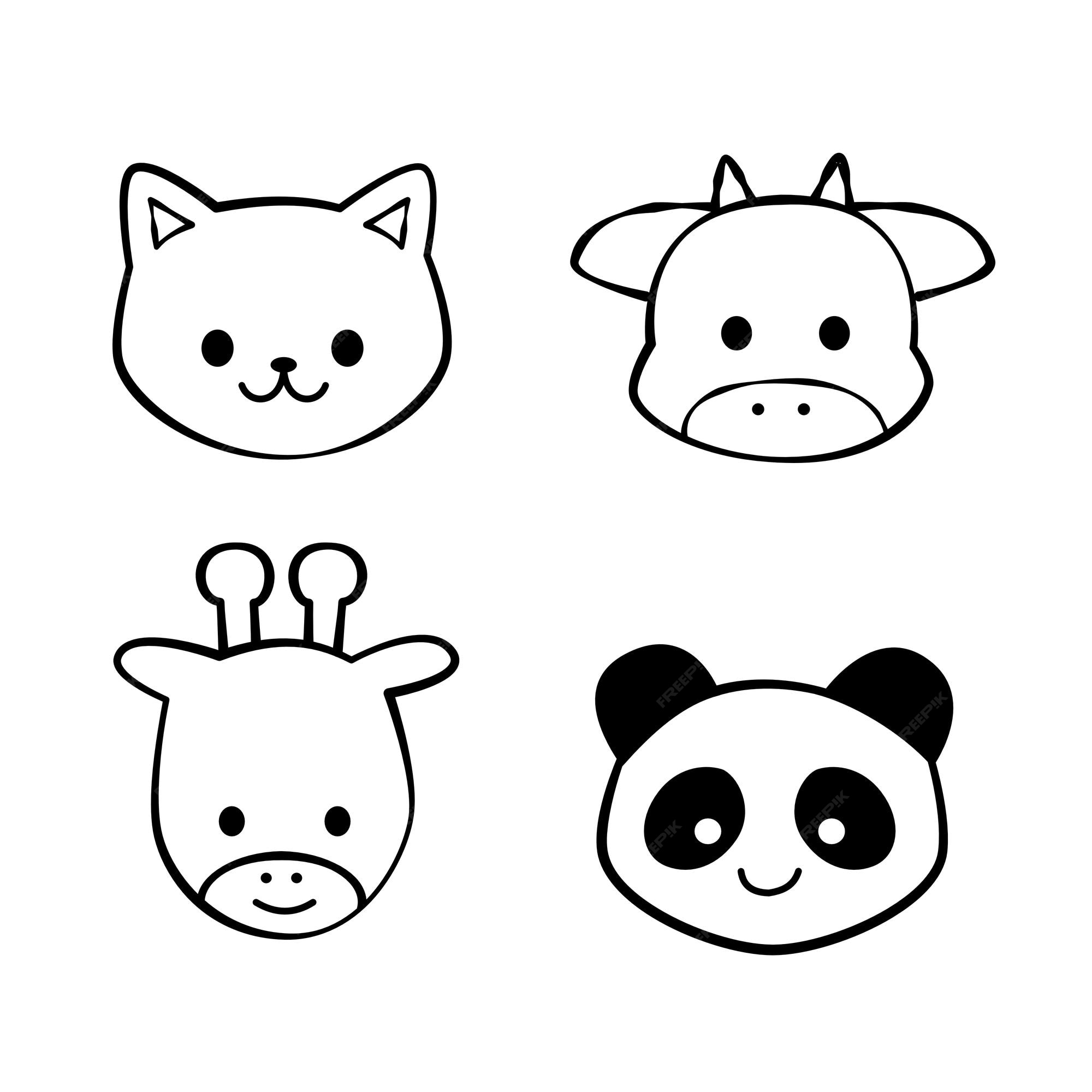 Animal Face Clipart Black And White