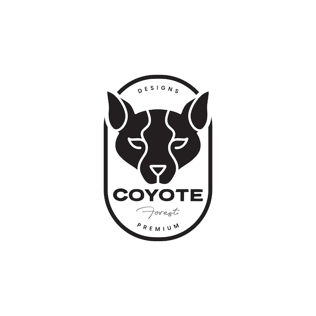 Testa di animale coyote distintivo nero vintage pulito logo design vettoriale