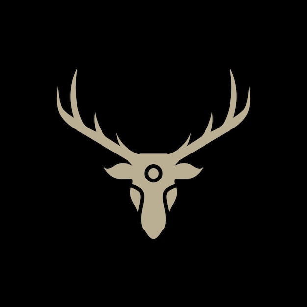 Animal head deer horned wildlife savanna flat modern logo design vector