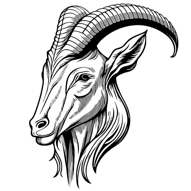 Vector animal head domestic goat