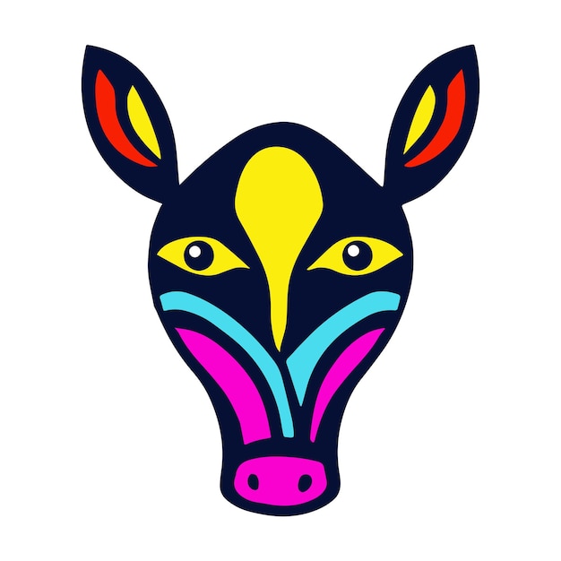 Animal head face in totem mask style abstract carton character horse or cow vector