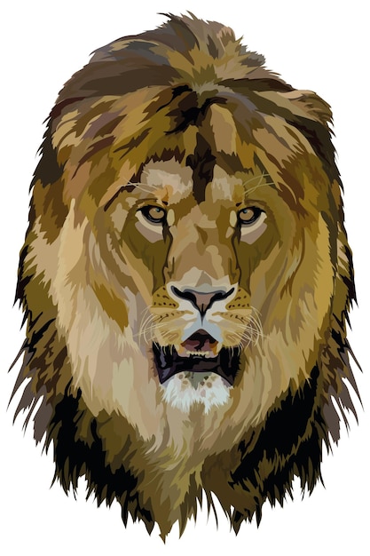 Vector animal head the king of beasts lion on a white background