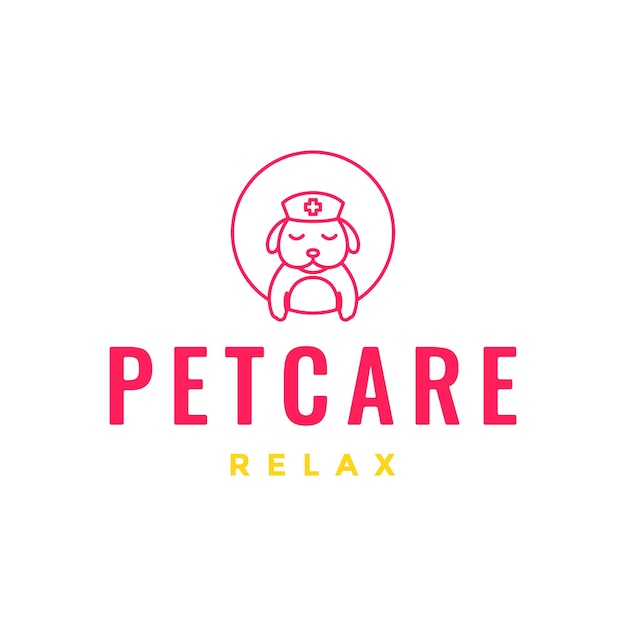 Animal health care treatment medical dog pets friend cute circle geometric colorful logo design icon illustration template