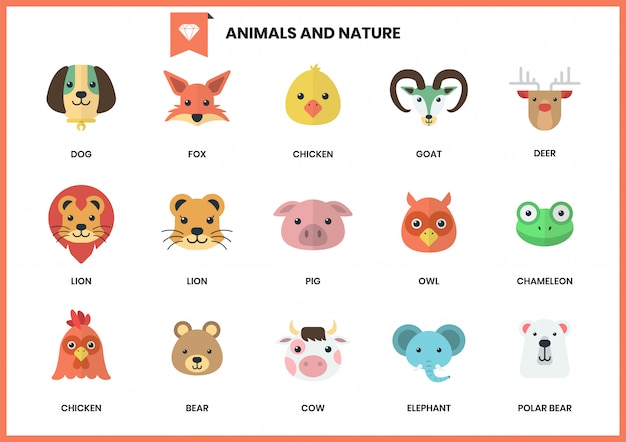 Animal icons set for business