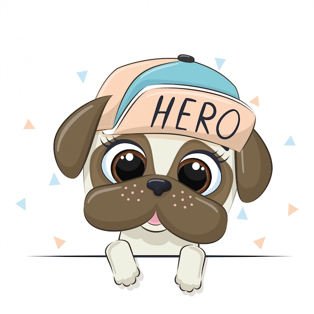 Vector animal illustration with cute boy dog in cap.