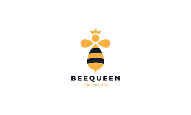 Animal insect bee abstract queen cute logo vector icon illustration design