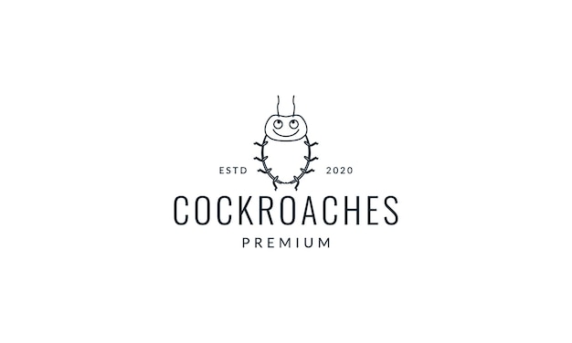 동물 곤충 바퀴벌레 귀여운 만화 라인 로고 벡터 아이콘 일러스트 디자인