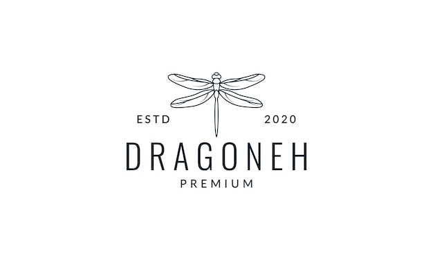 Animal insect dragonflies modern line silhouette logo vector icon illustration design