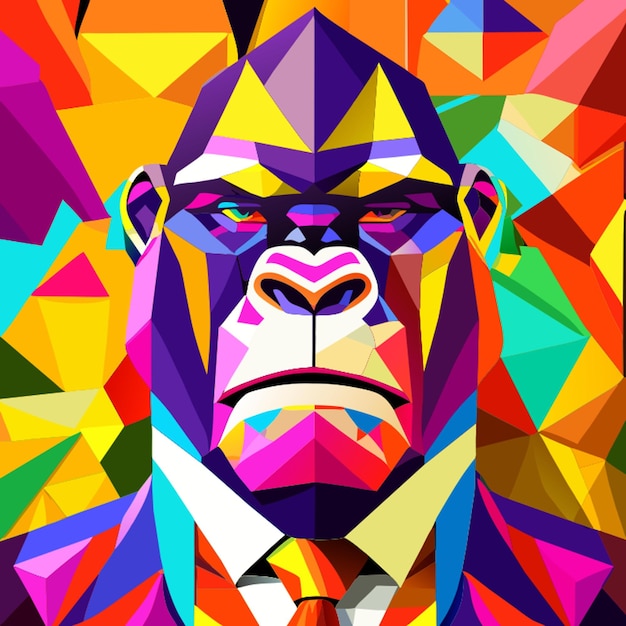 animal kingdom colorful gorilla businessman abstract shapes vector illustration