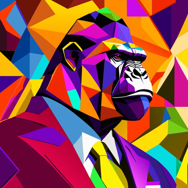 Premium Vector | Animal kingdom colorful gorilla businessman abstract ...