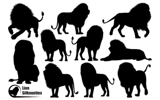 Vector animal lion silhouettes vector art