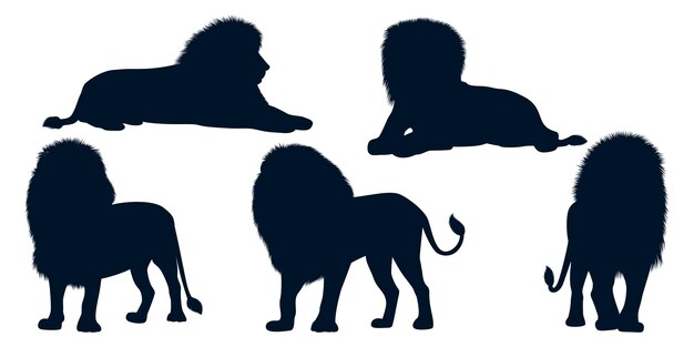 Vector animal lion silhouettes vector art