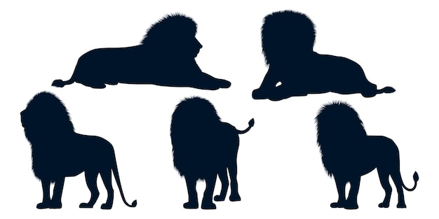 animal lion silhouettes vector art