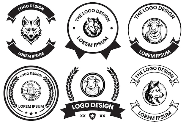 animal logo in flat line art style isolated on background