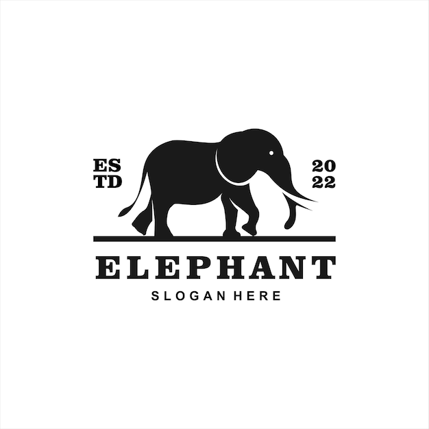 Modello di logo animale con vettore di sagoma di elefante