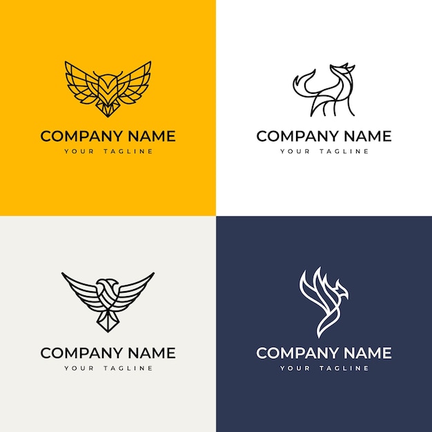 Animal logo with line art style