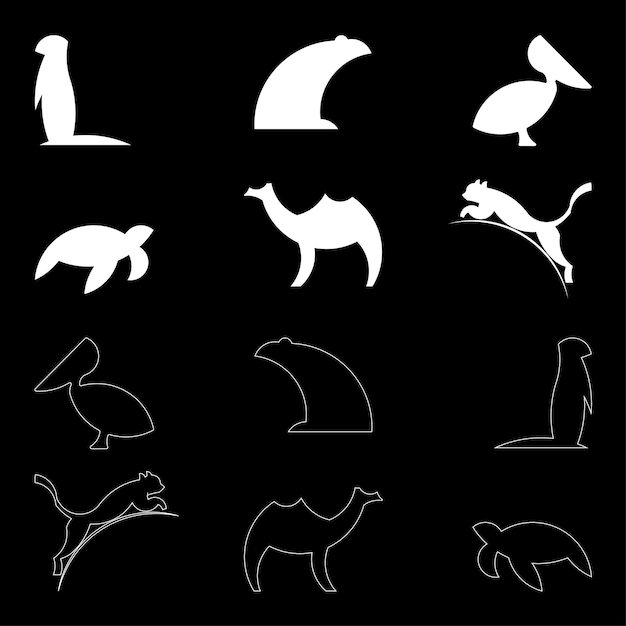 Vettore collezione animal logos - rapporto aureo