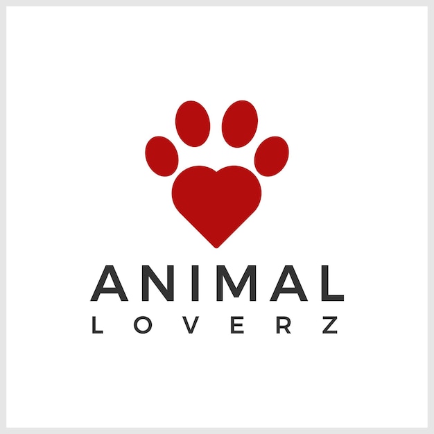 Animal lover logo met lineart styleDog love heart dier logo vector illustratie Creatief Dog lo