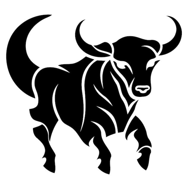 Vettore animale mammifero toro logo silhouette in bianco e nero