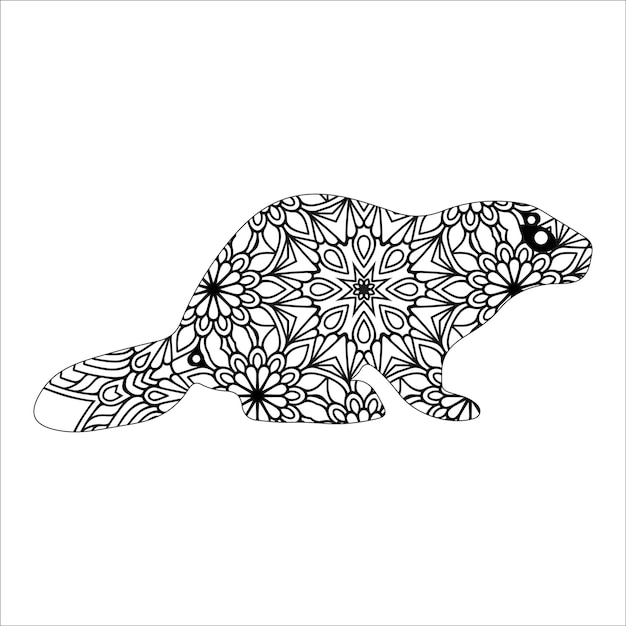 Animal mandala coloring page for kids