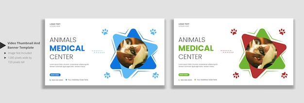 Animal medical center thumbnail and web banner template