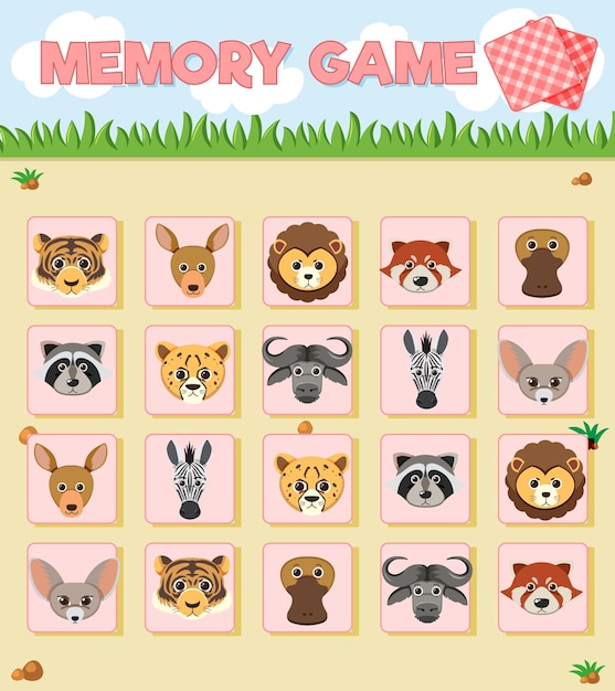 Animal memory card game