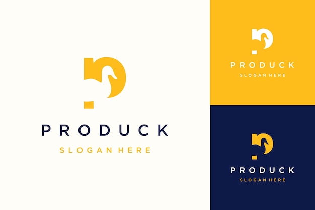 Vector animal or monogram logo design or initials letter p with duck