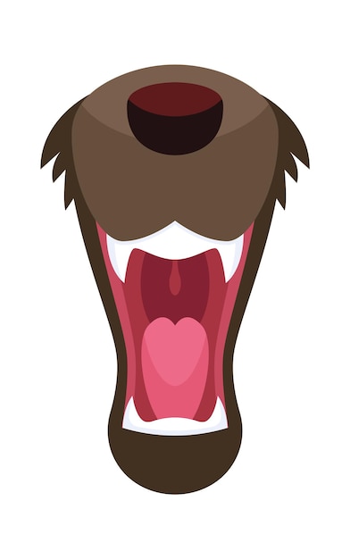 Animal mouth flat icon Bear maws with sharp teeth