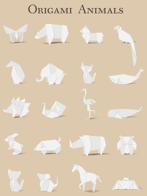 Vettore di origami animali