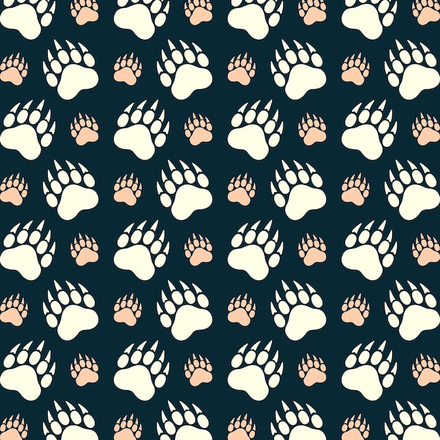 Vector animal paw icon luxury blue repeating pattern beautiful vector illustration background