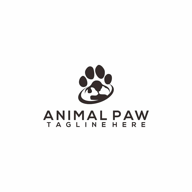 Animal Paw Logo Concept Vector geïsoleerd op witte achtergrond