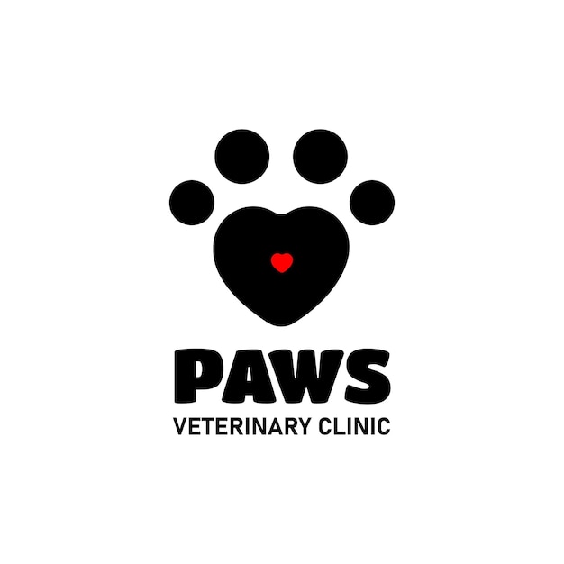 Animal paw logo template for pet hospital and veterinary clinic