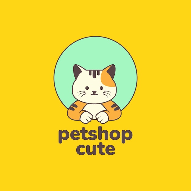 Vector animal pets cat kitten pet shop mascot cartoon colorful modern logo design vector