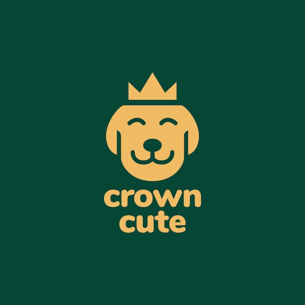 Animal pets dog bull smile crown mascot modern logo design vector