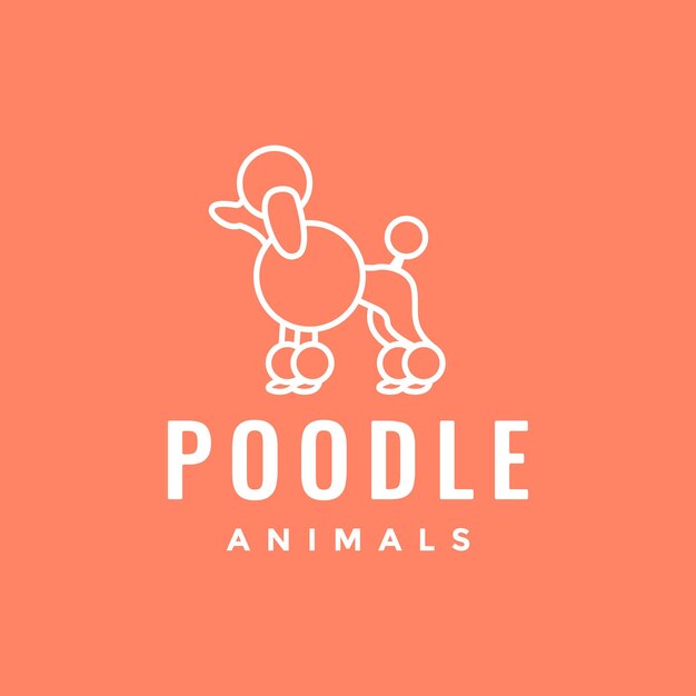 Animal pets dog poodle line art simple feminine mascot logo design vector