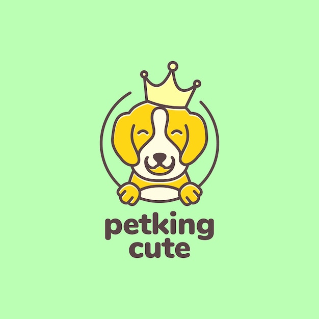 Animal pets puppy dog beagle crown king mascot cute mascot cartoon logo design vector