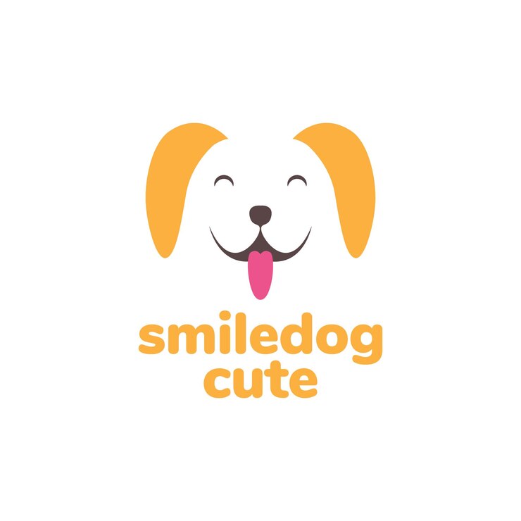 Vector animal pets puppy head cute mascot cartoon smile happy logo design vector