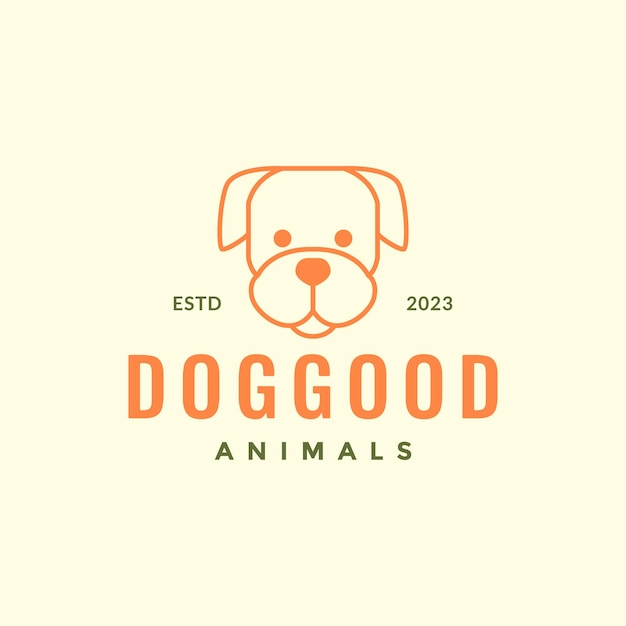 Animal pets puppy labrador retriever line art mascot simple logo design vector