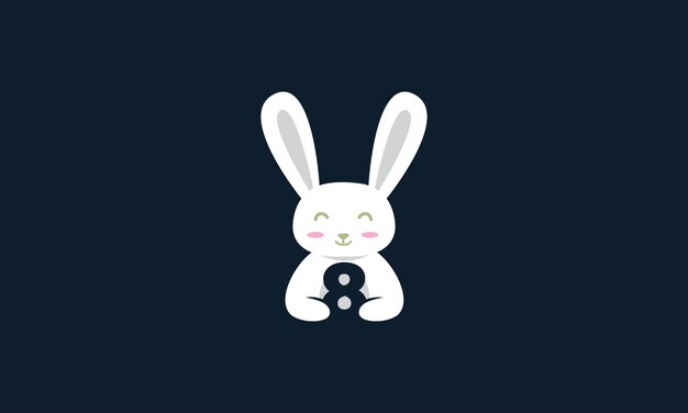 Vector animal pets rabbit bunny cute with number 8 vector