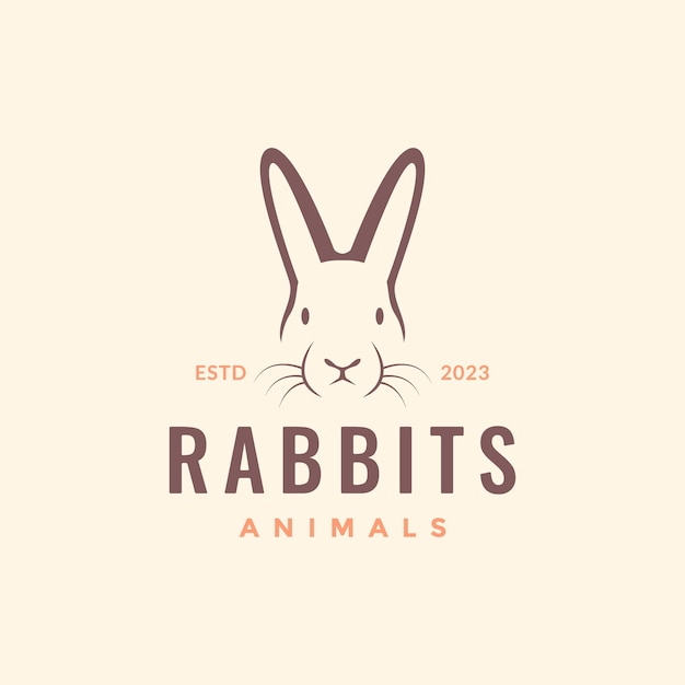 Animal pets rabbit hare bunny long ear simple hipster mascot logo design vector