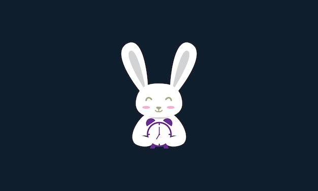 Animal pets rabbit with time   logo vector icon design