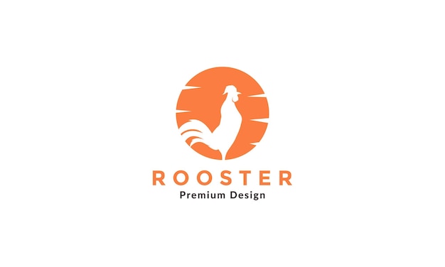 Домашние животные петух с логотипом заката символ векторной иконки иллюстрации дизайн