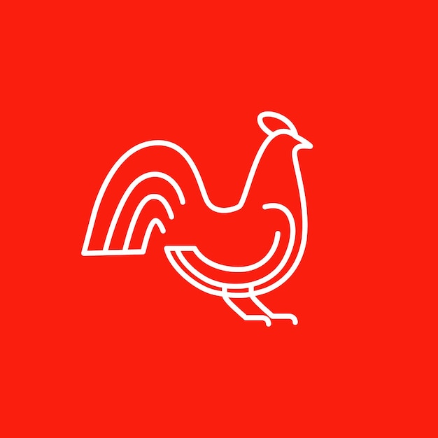 Animale pollame pollo gallo fattoria carne linea arte minimalista moderno pulito logo design vettore