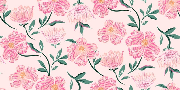 Animal print floral seamless pattern