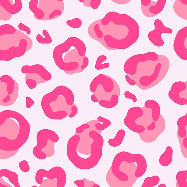 Animal print roze luipaard vector naadloze patroon in de stijl van doodles handgetekende