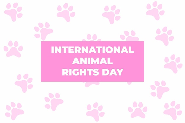 Animal rights day vector web banner with cute pink paws