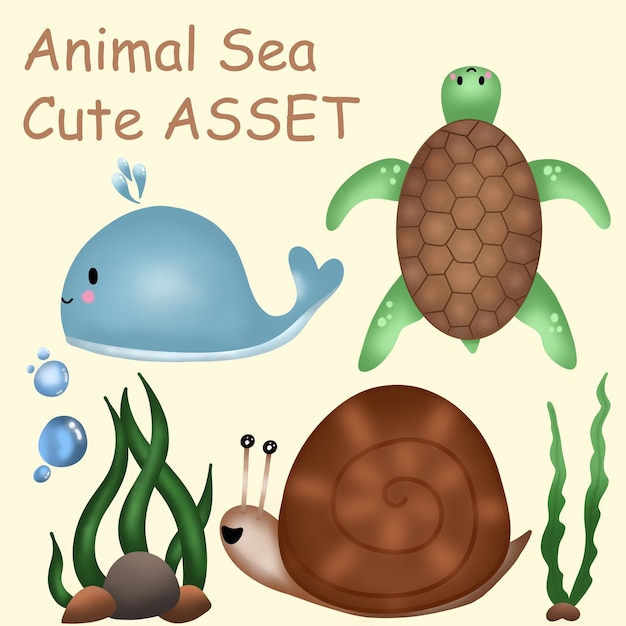 Vector animal sea cute asset