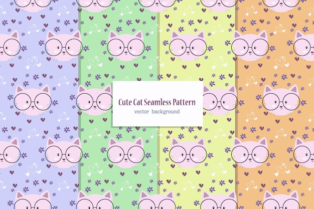 Animal seamless pattern with cute cat design