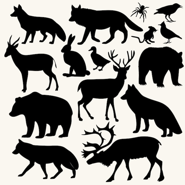 Vector animal silhouette collection